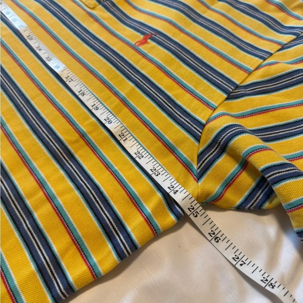 Polo Ralph Lauren Mens XL Yellow Striped Polo Shirt Short Sleeve 100% Cotton